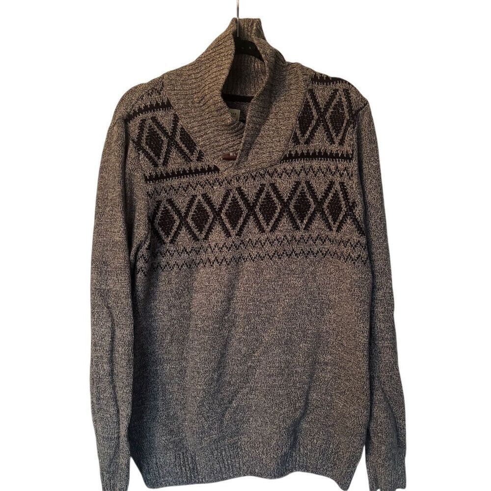 Haggar Men's Large Gray Argyle Pullover Sweater Long Sleeve Casual